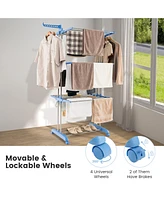 Costway 4-tier Folding Clothes Drying Rack with Rotatable Side Wings & Collapsible Shelves