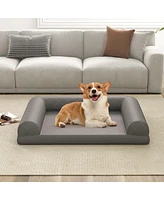 Costway Orthopedic Dog Bed Medium Small Dogs with 3-Side Bolster Non-Slip Bottom Zippers