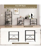 Costway 5-Tier Folding Shelf Free Diy Design Shelving Unit with 4 Universal Wheels Kitchen