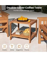 3 Pieces Patio Furniture Set with 1.5" Umbrella Hole Hardwood Table & Chairs Set