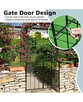 Costway Garden Arch Arbor Trellis with Gate 7.5 ft Patio Archway Pergola for Wedding