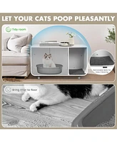 Cat Litter Box Enclosure Furniture Hidden Cat Washroom with Rubber Wood Legs