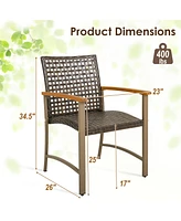 Set of 4 Patio Dining Chairs Outdoor Wicker Armchairs