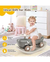 Costway Convertible Rocking Horse & Sliding Car with Detachable Balance Board