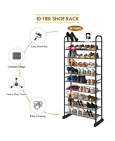 Costway 10-Tier Shoe Rack Space-saving Shoe Organizer W/Metal Frame Shoe Tower