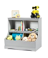 Children's Multi-Functional Bookcase Toy Storage Bin Kids Floor Cabinet