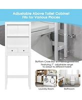 Over the Toilet Storage Rack Bathroom Space Saver w/ 2 Open Shelves & Drawers