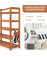 Costway 5-Tier Wood Shoe Rack Freestanding Large Shoe Storage Organizer Heavy-duty
