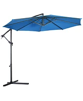 Costway 10' Hanging Umbrella Patio Sun Shade Offset Outdoor Market W/ Cross Base