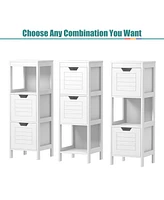 Costway Bathroom Wooden Floor Cabinet Multifunction Storage Rack Stand Organizer Bedroom