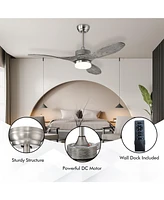 Costway 48 Inch Reversible Ceiling Fan w/ Led Light, Remote Control, 6 Speeds & 8H Timer