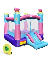 Costway Inflatable Bounce House 3-in-1 Princess Theme Inflatable Castle w/ 480W Blower