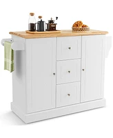 Costway Kitchen Island on Wheels Rolling Utility Cart Drawers Cabinets Spice Rack