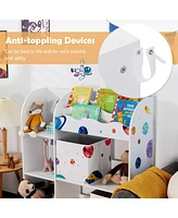 Costway Kids Toy and Book Organizer Children Wooden Storage Cabinet