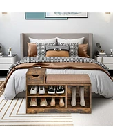 Costway 2-tier Shoe Bench Storage Shoe Rack Organizer Cabinet with Cushion for Entryway