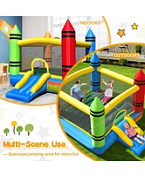 Costway Inflatable Bounce House Kids Jumping Castle w/ Slide&Ocean Balls Blower Excluded