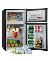 Costway 3.2 Cu.Ft Mini Refrigerator with Freezer Compact Fridge with 2 Reversible Door