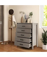 Modern 5 Drawer Chest Storage Dresser Cabinet with Metal Handles