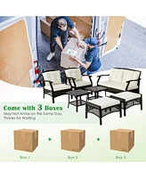 Costway 7PCS Patio Rattan Furniture Set Cushioned Sofas Loveseat Yard W/Waterproof Cover