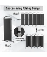 Costway 6 Panels Folding Privacy Screen 6 Ft Tall Fabric Privacy Screen for Home