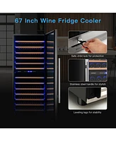 Costway 154-Bottle Freestanding Wine Cooler Refrigerator Dual Zone Wine Cellar