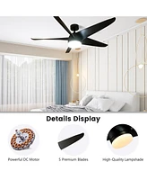 Costway 60'' Reversible Ceiling Fan with Light 2700K/4200K/6500K Adjustable Led Fan