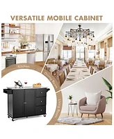 Costway Kitchen Island 2-Door Storage Cabinet Stainless Steel Top