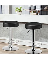 1 Pc Round Bar Stool Adjustable Swivel Pub Chair U Leather