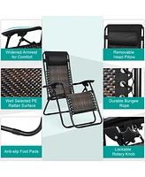 Costway Patio Rattan Zero Gravity Lounge Chair Folding Recliner