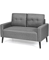 Costway Modern Loveseat Sofa 55'' Upholstered Chair Couch with Soft Cushion