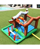 Costway Inflatable Bouncer Bounce Snow House Jump Climbing Slide w/ BallPit & tunnel