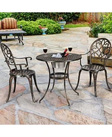 3pcs Outdoor Set Cast Aluminum Patio Bistro Attached Removable Ice Bucket