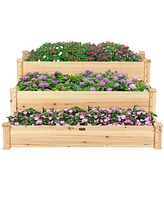 3 Tier Wooden Raised Garden Bed Planter Kit