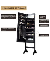 Costway Mirrored Jewelry Cabinet Organizer w/18 Led lights