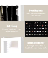 Costway Wall Door Mounted Mirrored Jewelry Cabinet