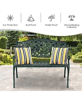 Costway 40'' Outdoor Antique Garden Bench Aluminum Frame Seats Chair Patio Garden