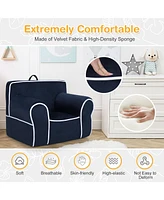 Costway Kids Sofa Toddler Foam Filled Armchair Velvet Fabric Baby