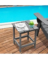 2 Pcs Patio 15'' End Side Coffee Table Square Wooden Slat Deck