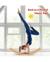 Costway Wooden Wobble Balance Board 35.5" Rocker Yoga Curvy Board Toy Kids Adult