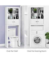 Costway Over the Toilet Storage Rack Bathroom Space Saver w/ Adjustable Shelf & Cabinet