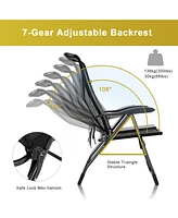 4PCS Patio Folding Dining Chair Ottoman Set Adjustable Back Camp