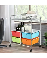 Costway 4 Drawer Rolling Storage Cart Scrapbook Paper Office School Organizer