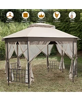 Costway 10'x12' Patio Gazebo Canopy Shelter Double Top Netting Sidewalls