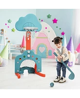 3-in-1 Kids Basketball Hoop Set with Balls-Green