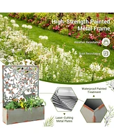 Sugift Set of 2 Decorative Raised Garden Bed with Trellises