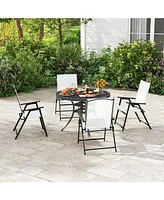 Sugift Set of 4 Patio Folding Chair with Rustproof Metal Frame