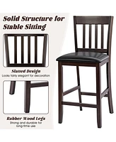 Sugift 25 Inches Set of 2 Bar Stools with Rubber Wood Legs