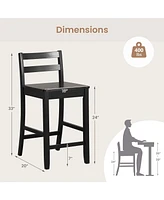 24-Inch Wooden Bar Stools Set of with Ergonomic Backrest Counter Height