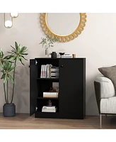 2-Door Storage Cabinet Freestanding Organizer with 3-Tier Shelf Entryway