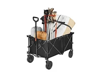 Slickblue Outdoor Folding Wagon Cart with Adjustable Handle and Universal Wheels